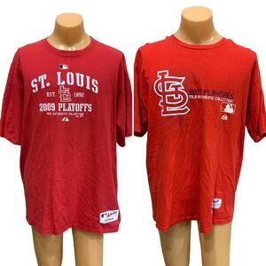 Authentic Majestic Mens XL St Louis Baseball Cardinals 2009 & 2011 Playoff Tees